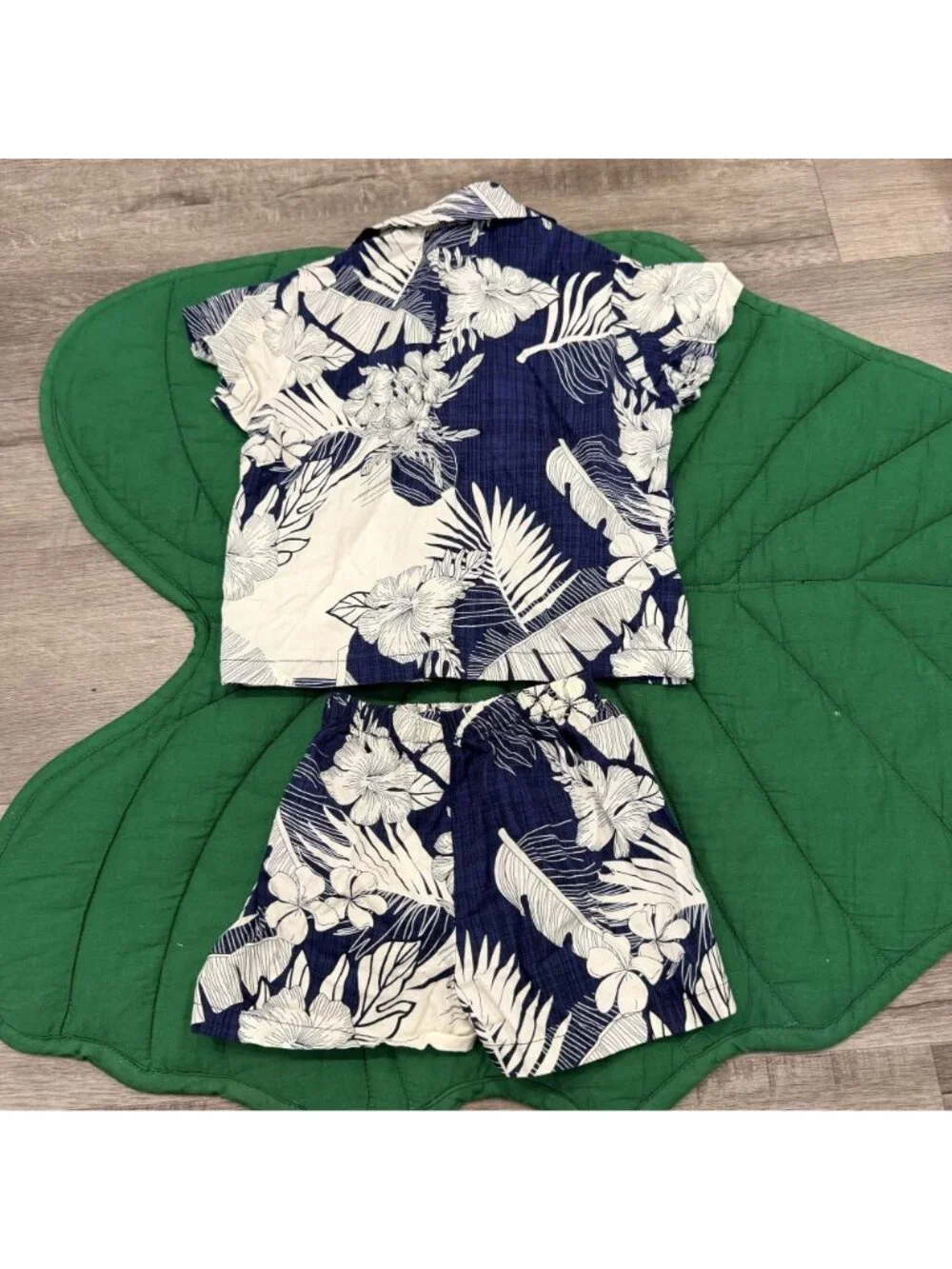 Favant Hawaii Toddler Boys 2 Blue White Hawaiian Shirt Shorts Set Aloha